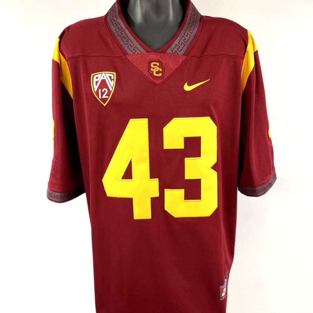 USC TROJANS #43 POLAMALU Sewn Jersey RED